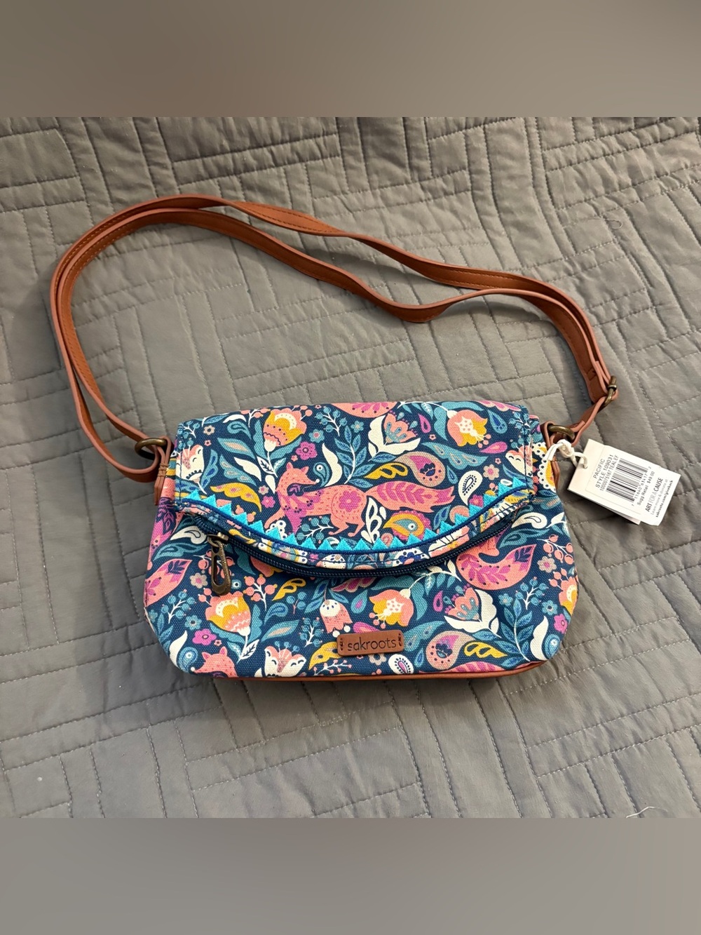 Sakroots Crossbody Purse Floral Forest Fox Bird NWT Boho Shoulder Bag